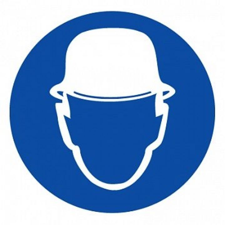 Знак Эксклюзив M02 Работать в защитной каске (шлеме) (размер 200х200) фотолюминесцентный