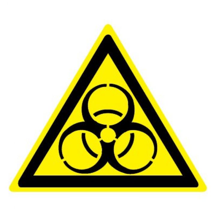 Знак Эксклюзив W16 Осторожно. Биологическая опасность (Инфекционные вещества) (размер 200х200) фотолюминесцентный